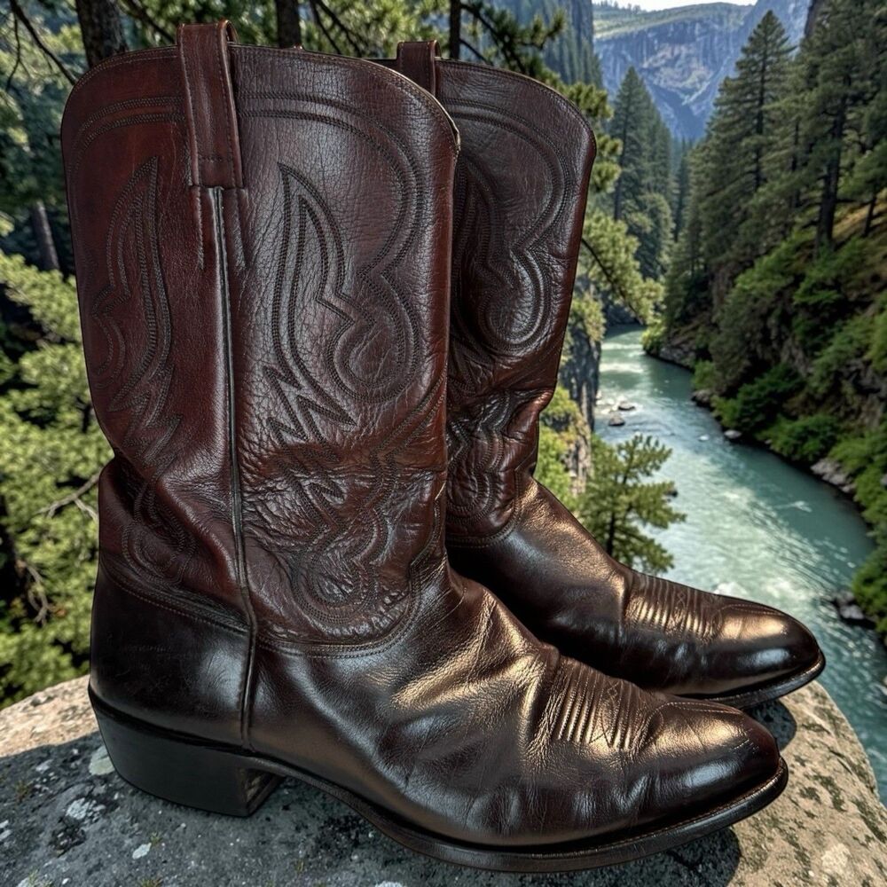 Wheeler Boot Company Cowboy Boots Men’s 13D Custom Made Dark Brown Houston TX